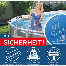 BESTWAY Power Steel Swim Vista Series Set 427 x 250 x 100 cm steinwandoptik inkl. Filterpumpe