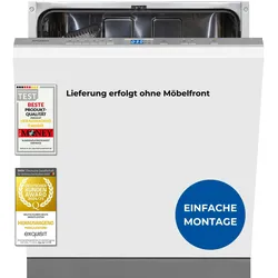 Exquisit Geschirrspüler, Spülmaschine, Vollintegrierbar, 13 Maßgedecke, Power+, ECO-Modus, Geschirrspüler, EGSP52113-E-030E silber