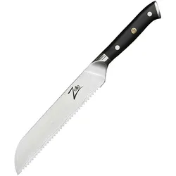Alpha-Royal Japanese Serie 8` Brotmesser 18° Wellenschliff Damaszener-Stahl Schwarz