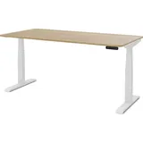 assmann büromöbel ASSMANN Elektrisch Höhenverstellbarer Familien Schreibtisch Pitino Curved Eiche Natura Weiß, 160x70cm, Memoryfunktion, Kollisionsschutz - Braun