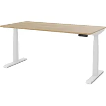 assmann büromöbel ASSMANN Elektrisch Höhenverstellbarer Familien Schreibtisch Pitino Curved Eiche Natura Weiß, 160x70cm, Memoryfunktion, Kollisionsschutz - Braun