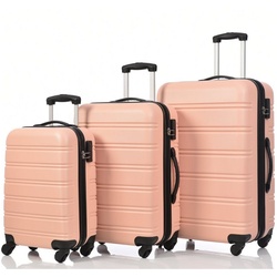 Sweiko Trolleyset, 4 Rollen, (3 tlg), Koffer mit 360°-Lenkrollen und Zahlenschloss, M/L/XL rosa
