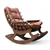 Wood Spark Relaxsessel Schaukelstuhl für Garten & Balkon – Holz-Gartenmöbel Set – Schaukelsessel mit Holzoptik in Wenge & Matratze in Schokoladenbraun – Bequemer Relaxsessel – Balkonmöbel