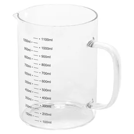 Excellent Houseware Glas Messbecher 1L mit ergonomischem Griff, klarer Graduierung, spülmaschinengeeignet