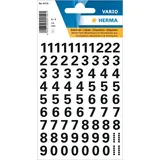 Herma Zahlen Aufkleber schwarz 0-9, 710 Stück, Schriftgröße 10 mm, selbstklebend, wetterfest, klein, Nummer Ziffer Klebezahlen Sticker Hausnummern aus Folie zum Aufkleben, transparent