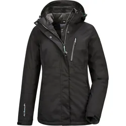Outdoorjacke KILLTEC "Nira", Damen, Gr. 42, schwarz, 100% Polyester, sportlich, Jacken, Wasser- und winddichte Jacke, atmungsaktiv, abnehmbare Kapuze