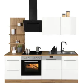kochstation Küchenzeile KS-Brindisi 220 cm weiß hochglanz