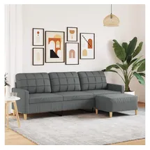 vidaXL 3-Sitzer-Sofa mit Hocker Dunkelgrau 210 cm Stoff