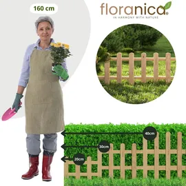 Floranica 4 Stk. Zierzaun aus Holz 100 x 40 cm Natur imprägniert Steckzaun als Beeteinfassung Rasenkante Tierzaun Bauernzaun - Braun/Grau/Weiß/Grün