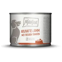 MJAMJAM Leckere Mahlzeit 200g Dose Hundenassfutter 6 x 200 Gramm herzhaftes Lamm mit frischen Tomaten