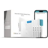 Meross WLAN mit Zeitschaltuhr und Fernbedienung, kompatibel mit HomeKit, Alexa und Google Home, 80x80mm – Smart Jalousien Schalter/Rolladensteuerung (Benötigt Nullleiter), 4pcs