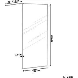 Beliani Duschwand WASPAM 100 x 190 cm Silber