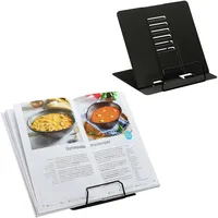 Relaxdays Buchständer, 2er Set, Leseständer 6-fach höhenverstellbar, Kochbuchhalter mit