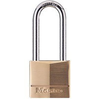 Master Lock 140EURDLH Schlüssel Vorhängeschloss aus Massivmessing und Länger Bügel, Gold, 8,9 x 4 x 1,3 cm