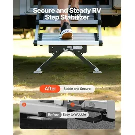Vevor RV-Stufenstabilisator, höhenverstellbares Stufenstütz-Set, Treppenstabilisatoren aus pulverbeschichtetem Stahl für Wohnwagen Reiseanhänger Wohnmobile, verstellbar 76,2-381 mm