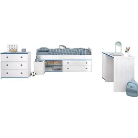 58 aufm Kessel KINDERZIMMER SET Parisot Smoozy 4-tlg. Holzdekor Kiefer Weiß/Blau