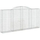vidaXL Gabionen mit Hochbogen 2 Stk. 300x30x140/160cm Verzinktes Eisen