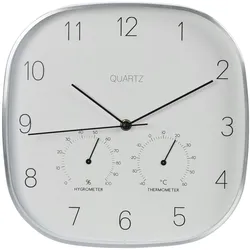 WellHome - Wanduhr silberner Rahmen Ø28,5x4cm