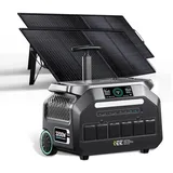 IEE 3200W Solargenerator mit 2X200W Solarpanel, 2048Wh Tragbare Powerstation, LiFePO4 Akku, 0–80% in 45 Min.Laden, APP, 16 Anschlüsse, Portable Power Station für Camping/Wohnmobile/Notstrom