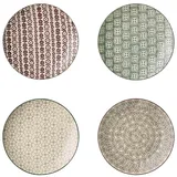 Bloomingville Karine Teller, Steingut 4er, Ø 20 cm, 4 verschiedene Farben