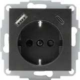 Kopp HK07 - Unterputz-Schutzkontakt Steckdose, USB A/C, Ausgangsstrom Ladebuchsen max. 3A, 5V, 55x55mm Abdeckungen,Nennstrom 16A, Bemessungsspannung 250V~, Farbe: anthrazit