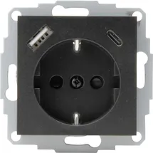 Kopp HK07 - Unterputz-Schutzkontakt Steckdose, USB A/C, Ausgangsstrom Ladebuchsen max. 3A, 5V, 55x55mm Abdeckungen,Nennstrom 16A, Bemessungsspannung 250V~, Farbe: anthrazit
