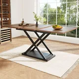Flieks Esstisch Küchentisch Ausziehbar, Esstisch Esszimmertisch Rechteckig, Tisch mit Metallbeinen, Schreibtisch Arbeitstisch, 120/160x80x75 cm, B... - Braun