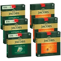 JACOBS Kaffee Kapseln 3x20 Krönung Crema XL + Guten Morgen XL Nespresso®* kompatiel, (Packung, 6er Pack), Gratis: 2x18 Kapseln JACBOS Origins 9 Colombia
