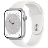 Apple Watch Series 8 GPS 45 mm Aluminiumgehäuse silber, Sportarmband weiß