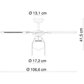 ETC Shop Deckenventilator 106,6 cm Deckenventilator Weiß