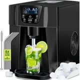 Kesser KESSER® Eiswürfelbereiter Eiswürfelmaschine Edelstahl 100W Ice Maker 12 kg 24 h 2 Würfelgrößen Zubereitung in 6 min 2 Liter Wassertank Timer LCD-Display Wassertank