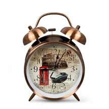 gmmh Tischuhr mit Antik Vintage Retro Nostalgie Design aus Metall, Standuhr Schreibtischuhr Wecker Uhr Tischwecker mit Alarm, Weckuhr