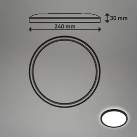 Briloner - LED Deckenlampe mit indirektem Licht, flach, neutralweißes Licht, Lampe, Deckenleuchte, Wohnzimmerlampe, LED Panel, Küchenlampe, Deckenbeleuchtung, 24x3 cm, Schwarz
