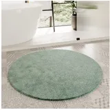 Homie Living Badematte Porto Azzurro, Höhe 30 mm, rutschhemmend beschichtet, fußbodenheizungsgeeignet, schnell trocknend, Polyester, rund, Badteppich, uni, rechteckig & rund, waschbar, Badezimmerteppich grün rund | Ø 90 cm x 30 mm