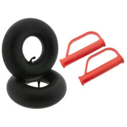 Sackkarren Set Wartung 2 x Sicherheitsgriffe + 2 x Schlauch 3.00-4 260x85 TR87 Ventil abgewinkelt