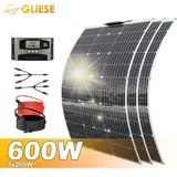 600W Flexibel Solarpanel Monokristallin Solarmodul Set 18V für Wohnmobil Boot Camp