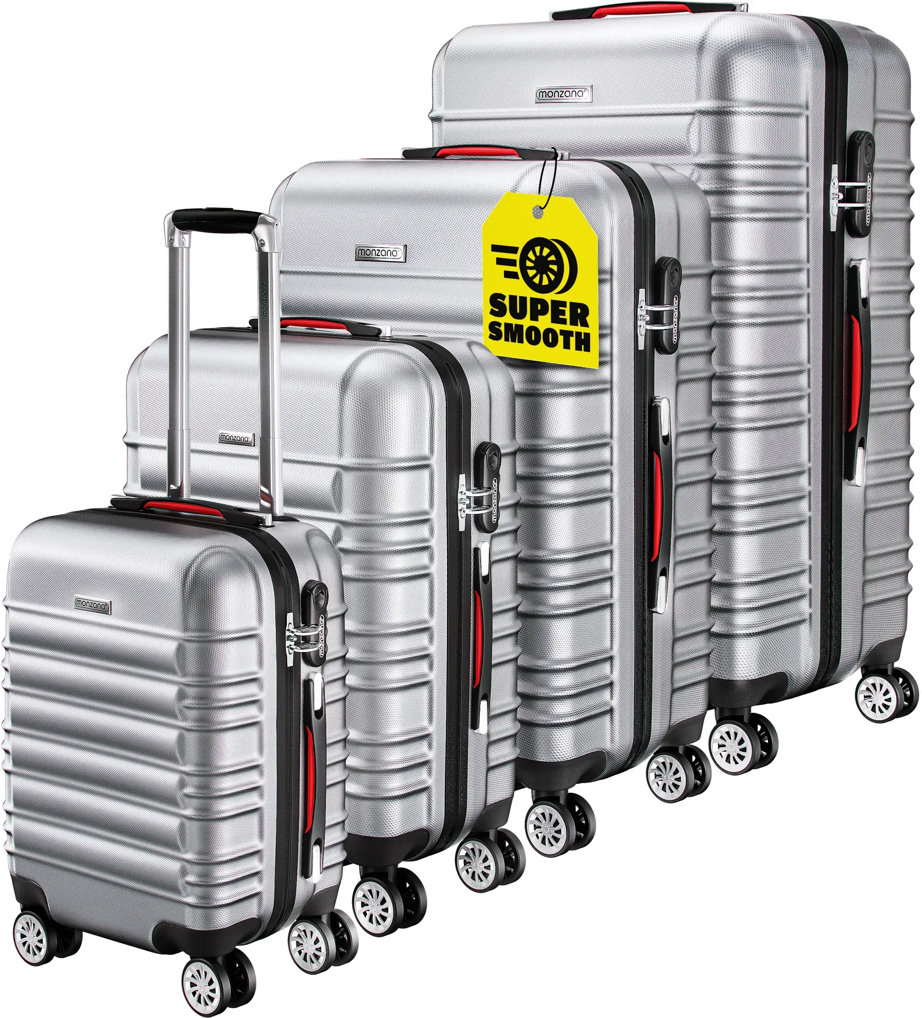 Hard Shell Suitcase Set Baseline 4Pcs Silver 34L, 55L, 84L, 120L