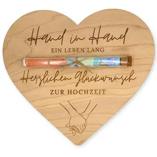 ZUKLA Verpackung für Geldgeschenke zur Hochzeit - mit Reagenzglas - Hochzeitskarte Geldgeschenk Verpackung aus Holz - Hochzeitsgeschenk für das Brautpaar