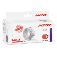 METO Preisauszeichner Etiketten (22x16 mm, rot, permanent, Preisetiketten für Meto, Contact, Sato, Avery, Tovel, Samark etc.)