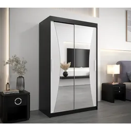abiks möbel Schwebetürenschrank MONACO 120 x 200 x 62 cm Schwarz/Weiß