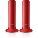 Philips M4502R/34 Schnurloses Festnetztelefon, 4,1 cm (1,6 Zoll), LCD-Display, Hintergrundbeleuchtung, integrierter Lautsprecher, Freisprecheinrichtung, HQ-Sound, dünn und kompakt, Rot (kompatibel: