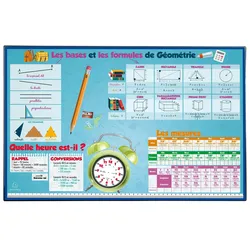 10x Exacompta 29792E Schreibunterlage extra starkem Karton, Vorder- und Rückseite aus PVC, 37,5x57,5cm, Mathe-Design