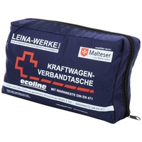 Leina-Werke 11061 KFZ-Verbandtasche Compact Ecoline mit Warnweste und Klett, Blau/Weiß/Rot