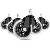 Sjqka - 5er-Pack Bürostuhlrollen – langlebiges, weiches PU-Gummi – 11 x 22 mm Lenkrollen, 360° leise, verschleißfest und kratzfest, geeignet für