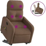 vidaXL Massagesessel mit Aufstehhilfe Polyester 144 x 77,5 x 0 cm Braun
