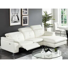 vente-unique Ecksofa aus Büffelleder – elfenbeinfarben – rechter Winkel