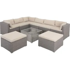 CASARIA Gartenmöbel Set Lounge Möbel für 8 Personen inkl. Auflagen Wetterfest Terrasse Gartentisch Outdoor Sitzkissen Balkon creme/creme - Casaria