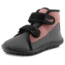 Leguano Barfußschuh LEGUANO "LEGUANITO SCIPPO", Kinder, Gr. 26, rosa (grau, rosa), Textil, Schuhe Barfußschuh, Klettschuh, Bequemschuh, Flat mit verstellbaren Klettverschlüssen