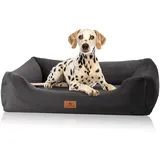 Knuffelwuff orthopädisches Hundebett aus kuschelig weichem Kaninchen Fellimitat Schnuffelupagus XXXL 155 x 105cm Schwarz | Abnehmbarer Bezug | waschbar | für große, mittelgroße und kleine Hunde