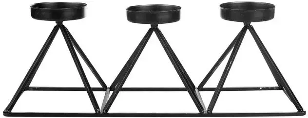 Karaca Geometri Set aus 3 schwarzen Kerzenhaltern 36 cm x 13 cm